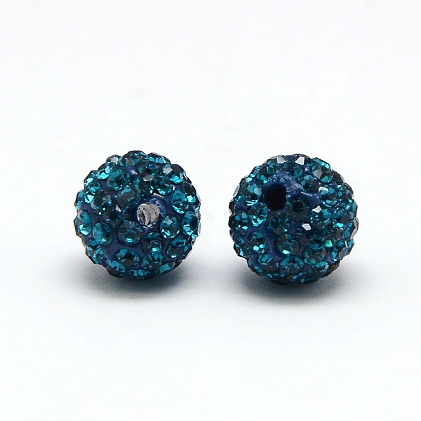 

PandaHall Polymer Clay Rhinestone Beads, Pave Disco Ball Beads, Grade A, Round, PP6, Blue Zircon, PP6(1.3~1.35mm), 4mm, Hole: 1mm Polymer..., Cyan
