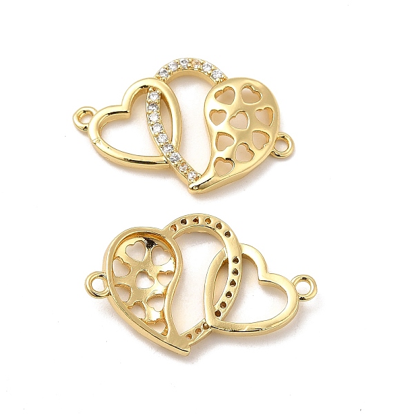 

PandaHall Brass Micro Pave Clear Cubic Zirconia Connector Charms, Heart Links, Real 18K Gold Plated, 17x26.5x3mm, Hole: 1.5mm Brass+Cubic...