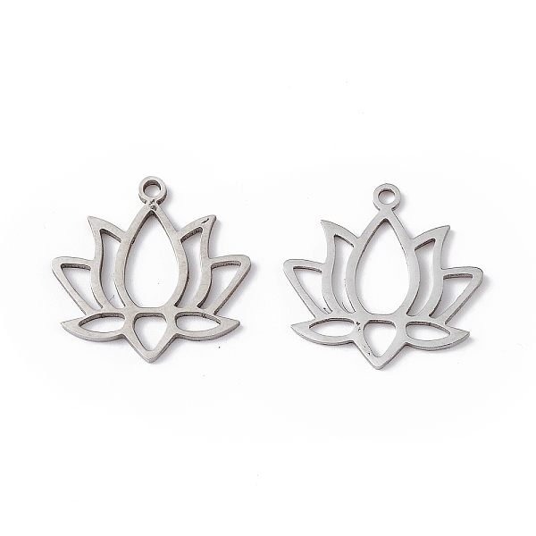 

PandaHall 304 Stainless Steel Pendants, Lotus Charm, Stainless Steel Color, 16.5x17x1mm, Hole: 1.4mm 304 Stainless Steel Flower