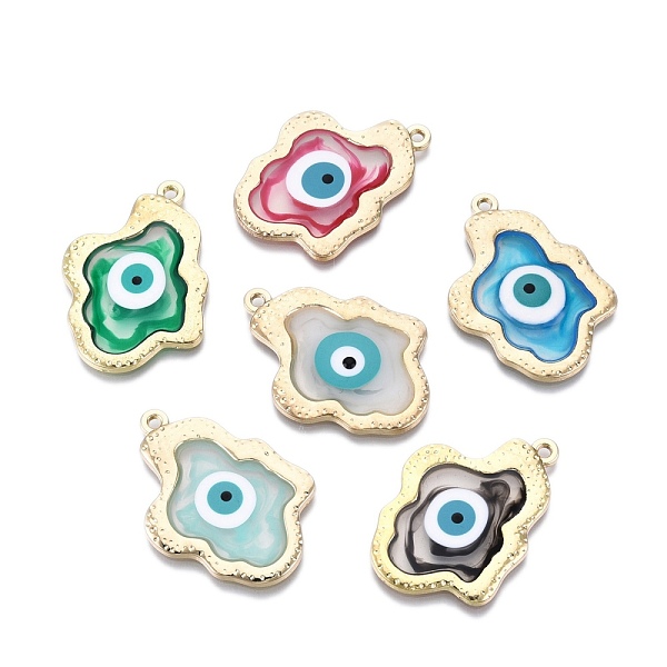 

PandaHall Alloy Enamel Pendants, Golden, Nuggets with Evil Eye Pattern, Mixed Color, 35x26x3mm, Hole: 1.6mm Alloy+Enamel Nuggets Multicolor