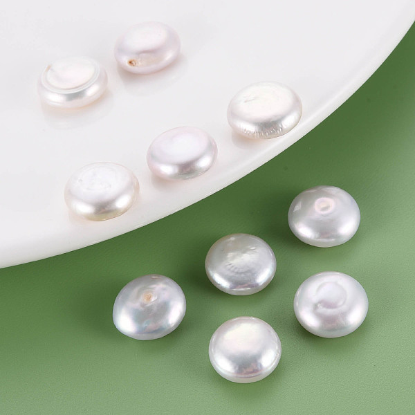 

PandaHall Natural Keshi Pearl Beads, Cultured Freshwater Pearl, No Hole/Undrilled, Flat Round, Seashell Color, 12~13x5~6.5mm Keshi Pearl...