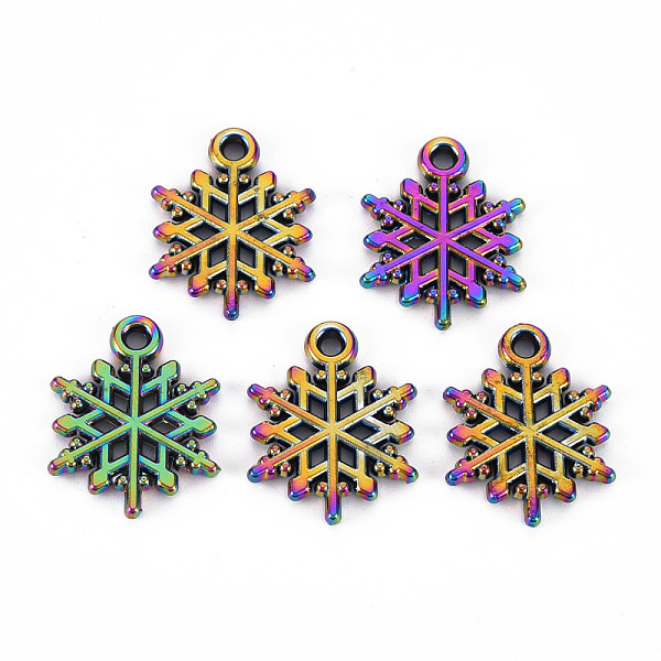 

PandaHall Rainbow Color Alloy Pendants, Cadmium Free & Nickel Free & Lead Free, Christmas Snowflake, 20x15x2mm, Hole: 1.8mm Alloy Snowflake