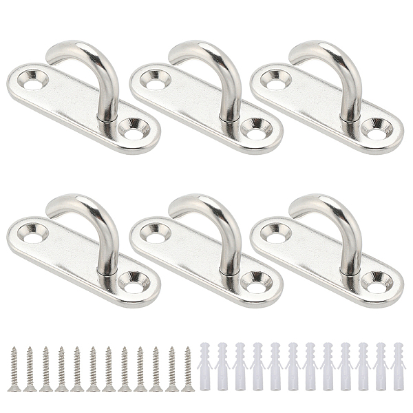 

PandaHall Gorgecraft 304 Stainless Steel Ceiling Hooks, Oval Open Hooks Pad Eye Plate Anchor, Heavy Duty Screw-in Wall Mount Hook for...