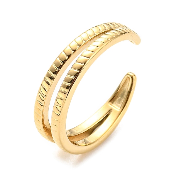 

PandaHall 304 Stainless Steel Textured Open Cuff Ring for Women, Real 14K Gold Plated, Inner Diameter: 18mm 304 Stainless Steel