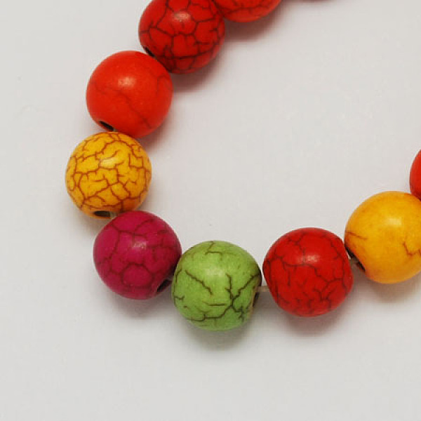 

PandaHall Synthetical Turquoise Beads Strands, Dyed, Round, Mixed Color, 8mm, Hole: 1mm Synthetic Turquoise Round Multicolor