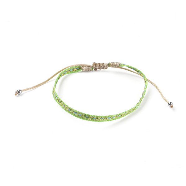 

PandaHall Unisex Adjustable Braided Bead Bracelets, with Stainless Steel Beads, Light Green, 1-3/4 inch~3 inch(4.4~7.8cm) Polyester Green