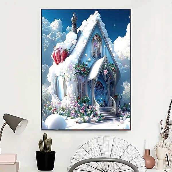 

PandaHall DIY House Theme Diamond Painting Kit, Including Resin Rhinestones, Diamond Sticky Pen, Tray Plate, Glue Clay, Sky Blue...