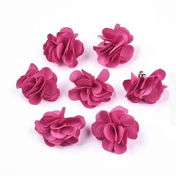 

PandaHall Cloth Pendant Decorations, with Acrylic Findings, Flower, Hot Pink, 25~30x28~35mm, Hole: 2mm Cloth Flower Pink