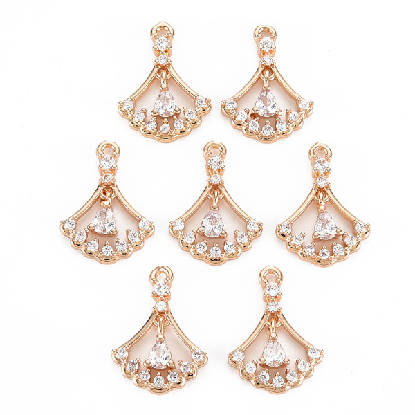 

PandaHall Rack Plating Brass Micro Pave Clear Cubic Zirconia Charms, Long-Lasting Plated, Cadmium Free & Lead Free, Sector, Light Gold...