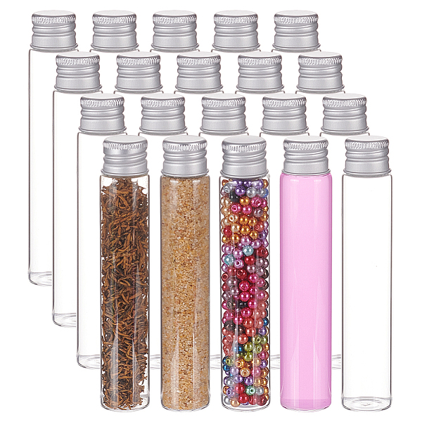 PandaHall Glass Empty Cosmetic Containers, with Aluminum Screw Top Lids, Clear, 2.2x11.6cm, Inner Diameter: 1.4cm, Capacity: 35ml(1.18fl....