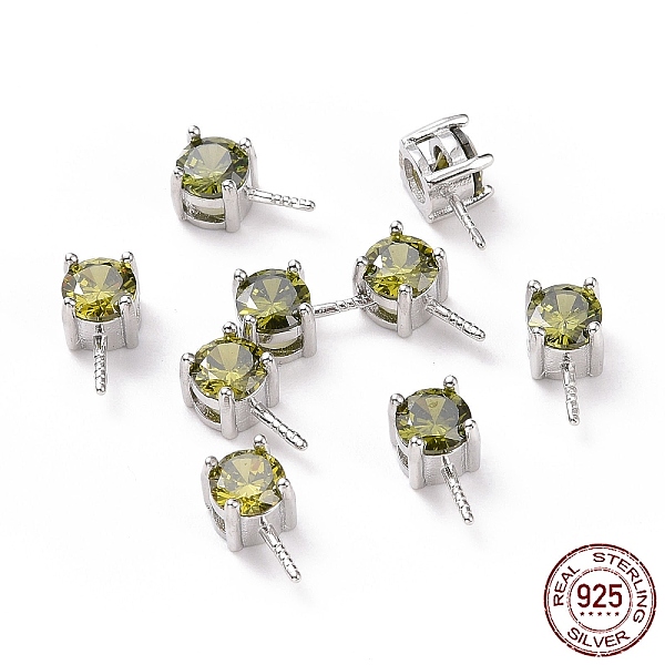 

PandaHall Rhodium Plated 925 Sterling Silver Peg Bails, with Cubic Zirconia, Square, Platinum, Olive, 9x4x4.5mm, Hole: 2.5x1.5mm, Pin: 0.6mm..., Green