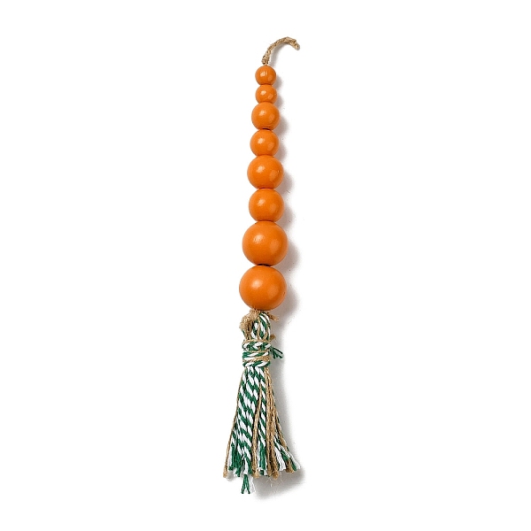 

PandaHall Easter Wood Beaded Pendants Decorations, Tassel and Hemp Rope Hanging Decorations, Carrot Shape, Dark Orange, 245mm Wood Carrot