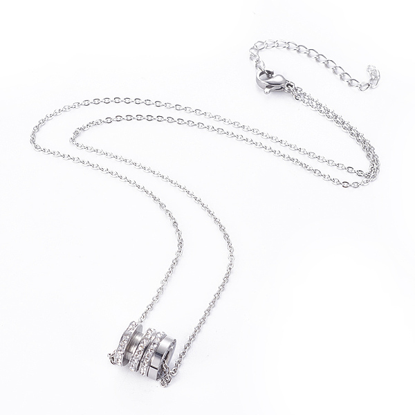 

PandaHall 304 Stainless Steel Pendant Necklaces, with Polymer Clay Rhinestone, Column, Stainless Steel Color, 18.1 inch(46cm), Pendant..., Clear
