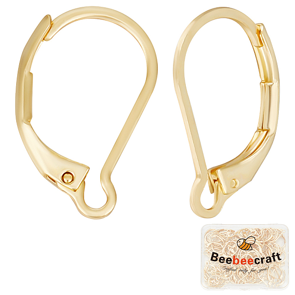 

PandaHall Beebeecraft 80Pcs 304 Stainless Steel Leverback Earring Findings, Real 24K Gold Plated, 16.5x10x2mm, Pin: 1mm 304 Stainless Steel