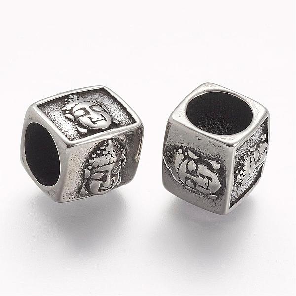 

PandaHall 304 Stainless Steel Beads, Cube, Large Hole Beads, Antique Silver, 13x12.5x12mm, Hole: 8mm 304 Stainless Steel Cube