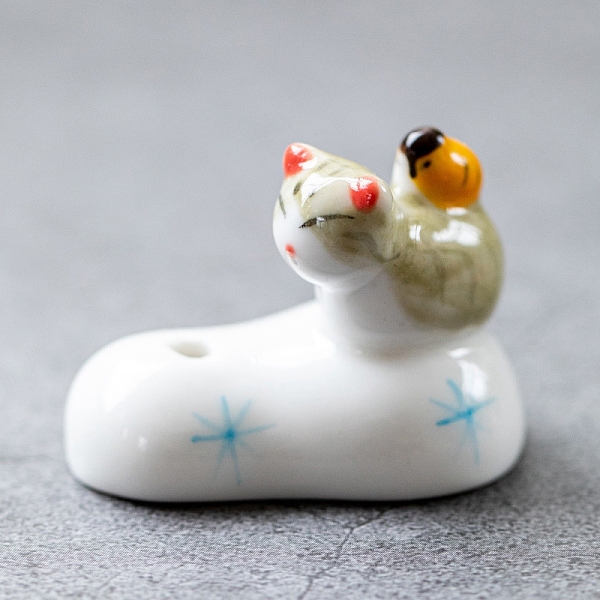 

PandaHall Porcelain Incense Burners, Cat on the Gourd Incense Holders, Home Office Teahouse Zen Buddhist Supplies, White, 43x27x32mm...
