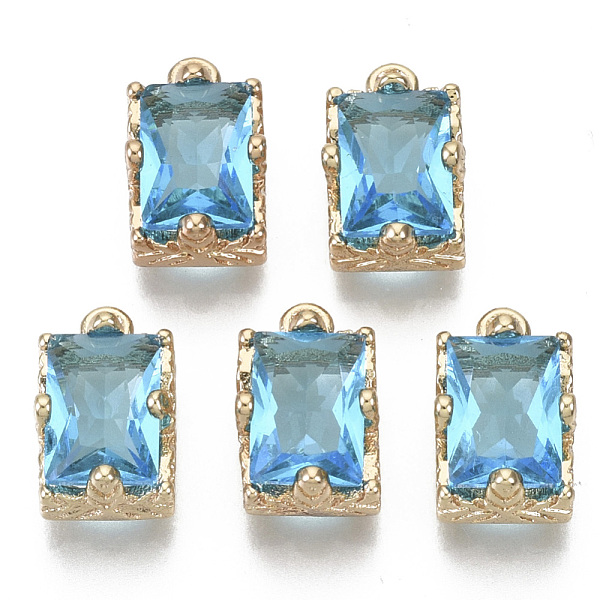 

PandaHall Glass Rhinestone Pendants, with Light Gold Plated Brass Claw Open Back Settings, Rectangle, Faceted, Aquamarine, 10x6x5mm, Hole..., Cyan