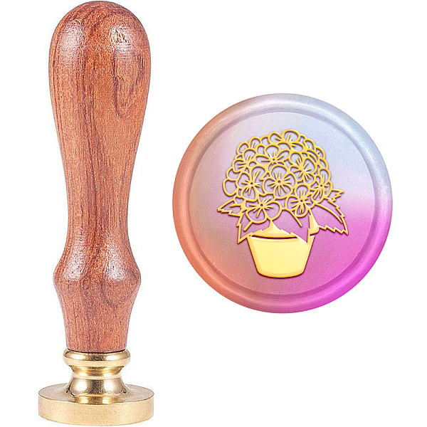 PandaHall MAYJOYDIY Hydrangea Wax Seal Stamp Vintage Flower Botanical Series Seal Wax Stamp 25mm Removable Brass Stamp Head with Wood Handle...