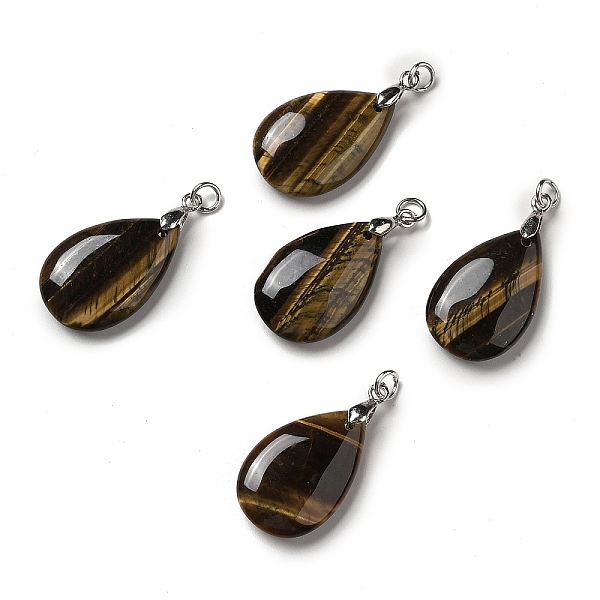 

PandaHall Natural Tiger Eye Pendants, Teardrop Charms, with Platinum Plated Brass Snap on Bails, Lead Free & Cadmium Free...