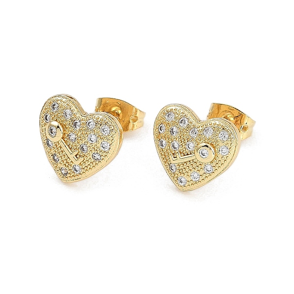 Boucles d'oreilles en laiton avec micro pavé de zircone cubique transparente pour femmes