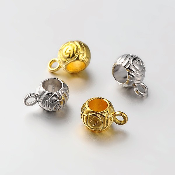 

PandaHall Barrel Alloy Tube Bails, Loop Bails, Mixed Color, 12x7x8mm, Hole: 2mm, Inner Diameter: 5mm Alloy Barrel
