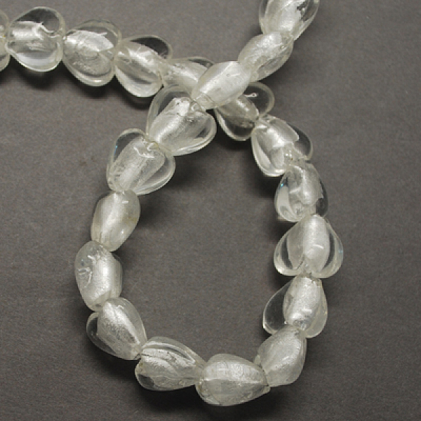 

PandaHall Handmade Silver Foil Glass Beads, Heart, Clear, 12x12x8mm, Hole: 2mm Silver Foil Heart Clear