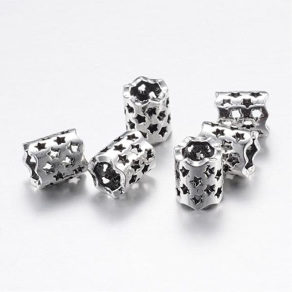

PandaHall Alloy Beads, Large Hole Beads, Column with Star, Antique Silver, 11x9~9.5mm, Hole: 6mm Alloy Column