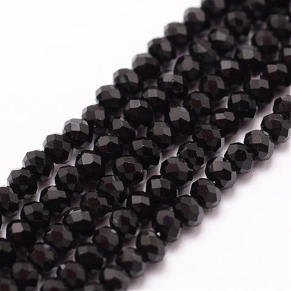 

PandaHall Glass Bead Strands, Rondelle, Faceted, Black, 2~3x2mm, Hole: 1mm, about 145~150pcs/strand, 34~35cm Glass Rondelle Black