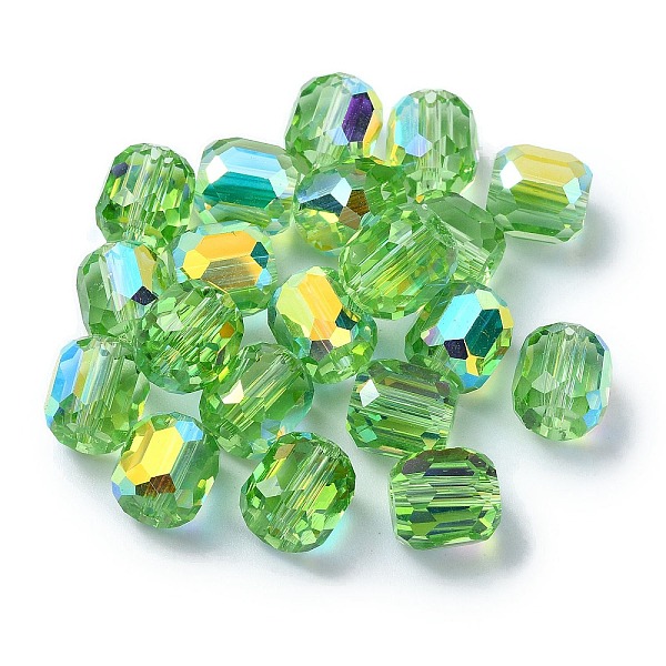 

PandaHall AB Color Plated Glass Beads, Faceted Barrel, Light Green, 8.5x7.5mm, Hole: 1.4mm Glass Barrel