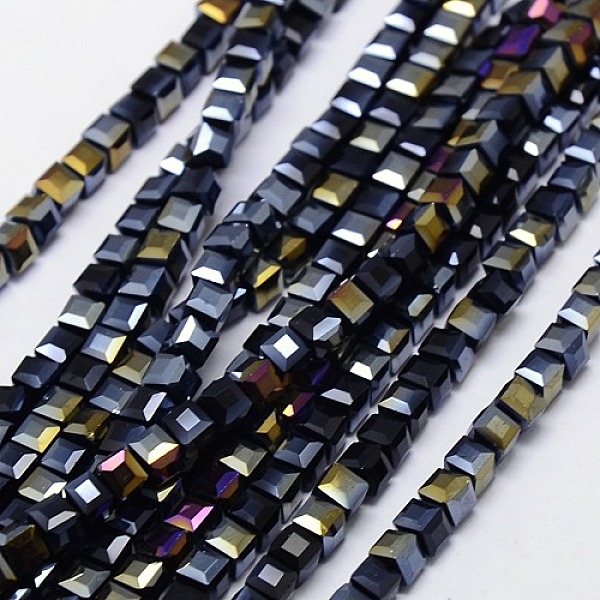 

PandaHall Electroplate Glass Bead Strands, AB Color Plated, Faceted, Cube, Black, 4x4x4mm, Hole: 1mm, about 98pcs/strand, 15.7 inch Glass...