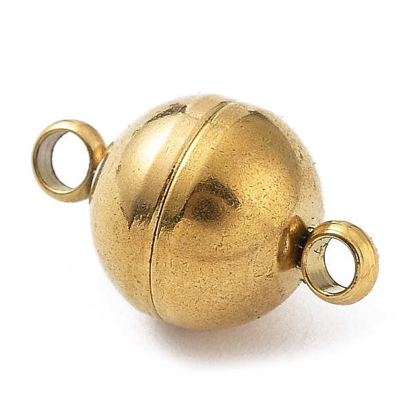 

PandaHall Ion Plating(IP) 304 Stainless Steel Magnetic Clasps with Loops, Golden, 13.5x8mm, Hole: 1mm 304 Stainless Steel Round