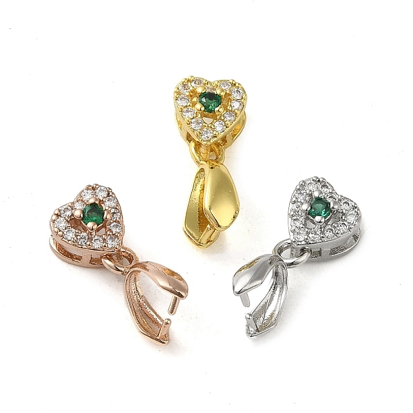 

PandaHall Rack Plating Brass Micro Pave Clear Cubic Zirconia Ice Pick Pinch Bails, Long-Lasting Plated, Lead Free & Cadmium Free, Heart...