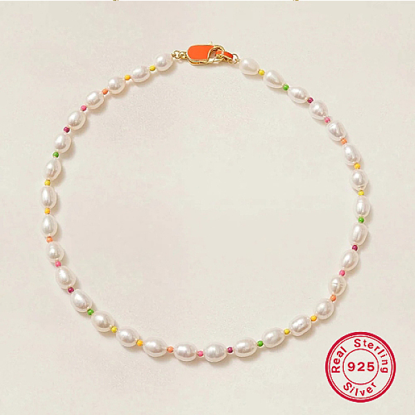 

PandaHall Natural Pearl Beaded Necklaces for Women, with 925 Sterling Silver Findings and Glass Seed Beads, Real 18K Gold Plated, 16.14 inch..., Multicolor