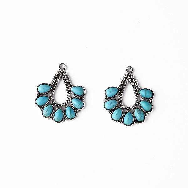 

PandaHall Synthetic Turquoise Pendants, with Aolly Findings, Cadmium Free & Nickel Free & Lead Free, Antique Silver, Fan, Sky Blue...
