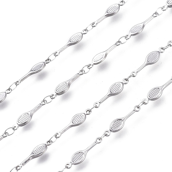 

PandaHall Sports Theme 304 Stainless Steel Link Chains, Soldered, Racket Shape, Stainless Steel Color, 15.5x4x1.5mm 304 Stainless Steel