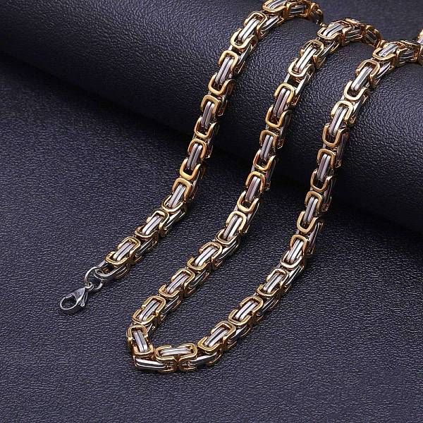 

PandaHall Titanium Steel Byzantine Chain Necklaces for Men, Golden & Stainless Steel Color, 27.56 inch(70cm) Titanium Steel