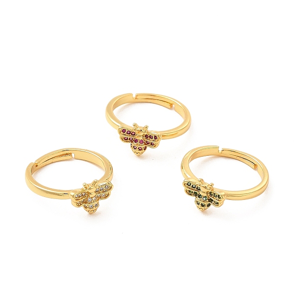

PandaHall Cubic Zirconia Honeybee Adjustable Ring, Real 18K Gold Plated Brass Jewelry for Women, Cadmium Free & Lead Free, Mixed Color, US..., Multicolor
