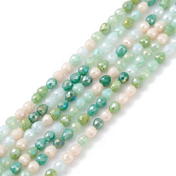 

PandaHall Gradient Color Electroplate Glass Bead Strands, AB Color Plated, Faceted, Teardrop, Dark Sea Green, 4.6x4mm, Hole: 1mm, about...