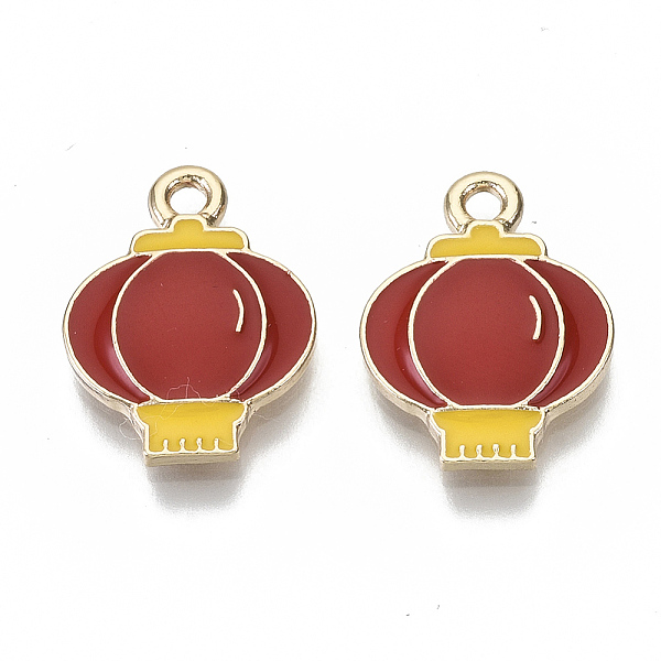

PandaHall Spring Festival Theme Chinese Style Zinc Alloy Pendants, with Enamel, Cadmium Free & Nickel Free & Lead Free, Lantern, Light Gold..., Red