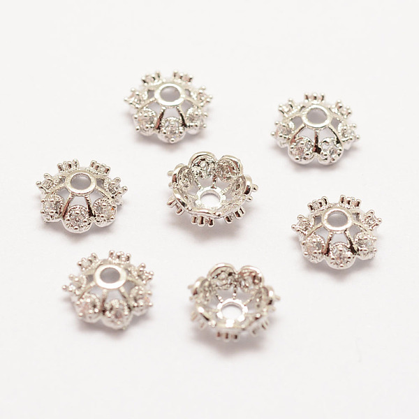 

PandaHall Long-Lasting Plated Brass Micro Pave Grade AAA Cubic Zirconia Bead Caps, Flower, Multi-Petal, Cadmium Free & Nickel Free & Lead...