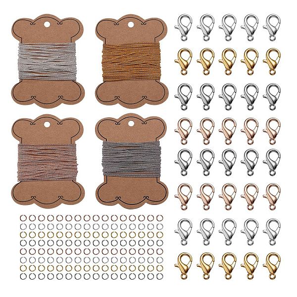 

PandaHall 20m 4 Colors Brass Curb Chains, with 40Pcs Zinc Alloy Lobster Claw Clasps and 40Pcs 304 Stainless Steel Jump Rings, for DIY...