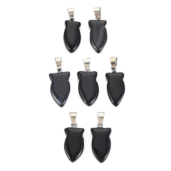 

PandaHall Natural Banded Agate/Striped Agate Pendants, with Light Gold Plated Iron Findings, Owl, Dyed & Heated, Black...