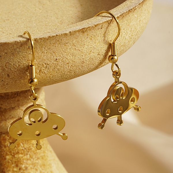 

PandaHall Stainless Steel Extra-Terrestrial Dangle Earrings for Women Stainless Steel Others Gold