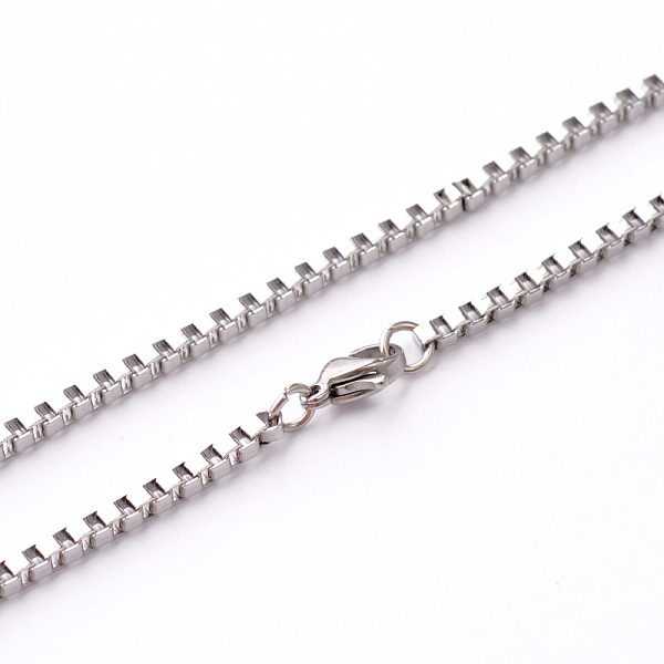 

PandaHall 304 Stainless Steel Box Chains Necklaces, with Lobster Claw Clasps, Stainless Steel Color, 20.1 inch(51.1cm) 304 Stainless Steel