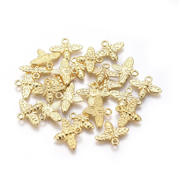

PandaHall Tibetan Style Alloy Pendants, Lead Free and Cadmium Free, Bees, Golden Color, 14x16x2mm, Hole: 2mm Alloy Bees