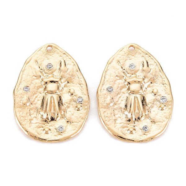 

PandaHall Brass Micro Pave Clear Cubic Zirconia Pendants, Nickel Free, Textured, Teardrop, Real 18K Gold Plated, 24x17x2mm, Hole: 1.2mm...