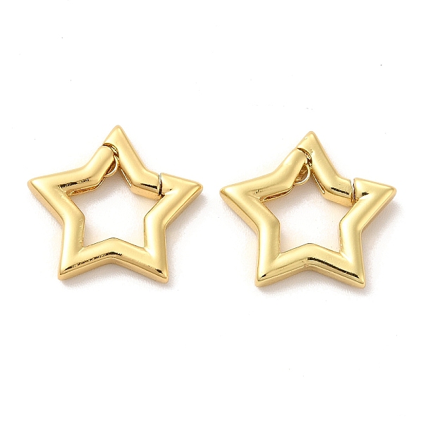 

PandaHall Eco-Friendly Rack Plating Brass Spring Gate Rings, Long-Lasting Plated, Lead Free & Cadmium Free, Star, Real 18K Gold Plated, 10...