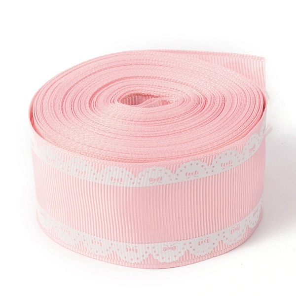 

PandaHall Polyester Printed Grosgrain Ribbon, Single Face Lace Pattern, for DIY Handmade Craft, Gift Decoration , Pink, 1-1/2 inch(38mm)...