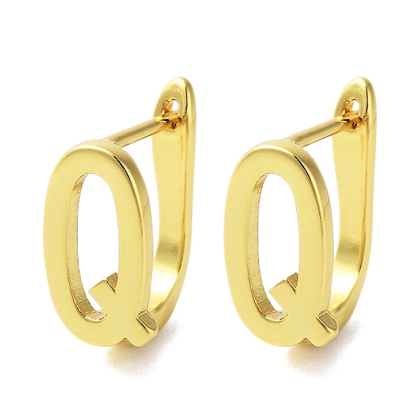 

PandaHall Brass Letter Stud Earrings for Women, Lead Free & Cadmium Free, Real 18K Gold Plated, Letter Q, 15.5x7.5mm Brass Letter Q