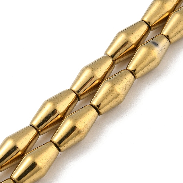 

PandaHall Electroplated Synthetic Non-magnetic Hematite Beads Strands, Bicone, Golden Plated, 6.2~6.5x12~12.5mm, Hole: 1.4mm, about...